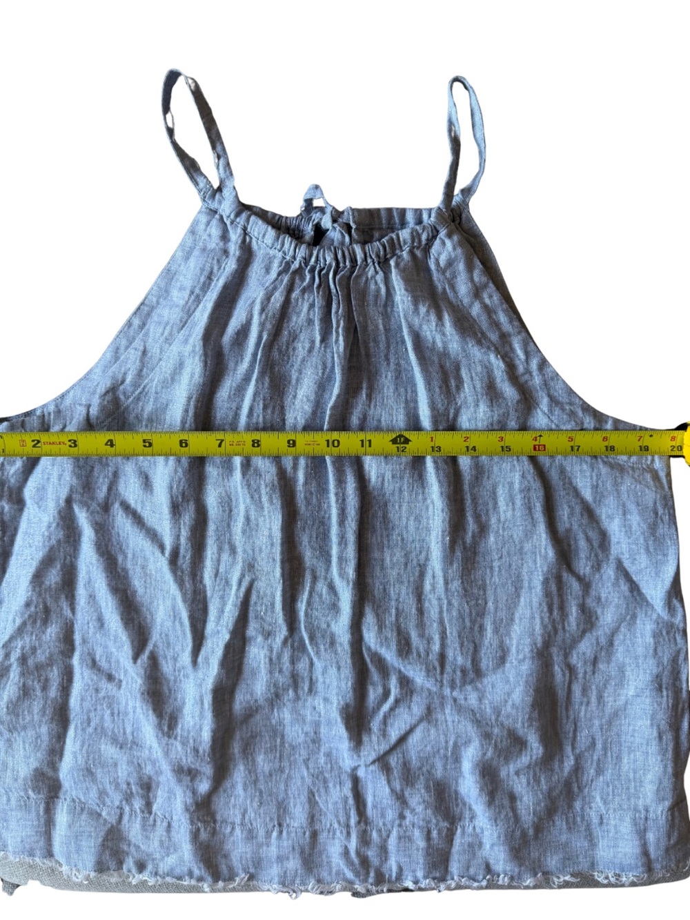 Maeve Linen Swing Top Chambray Blue Coastal Minimalist Tank | M - Picture 6 of 8